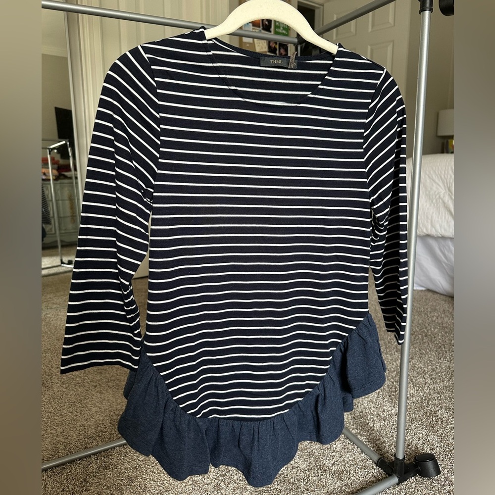 THML Navy and White Striped Top